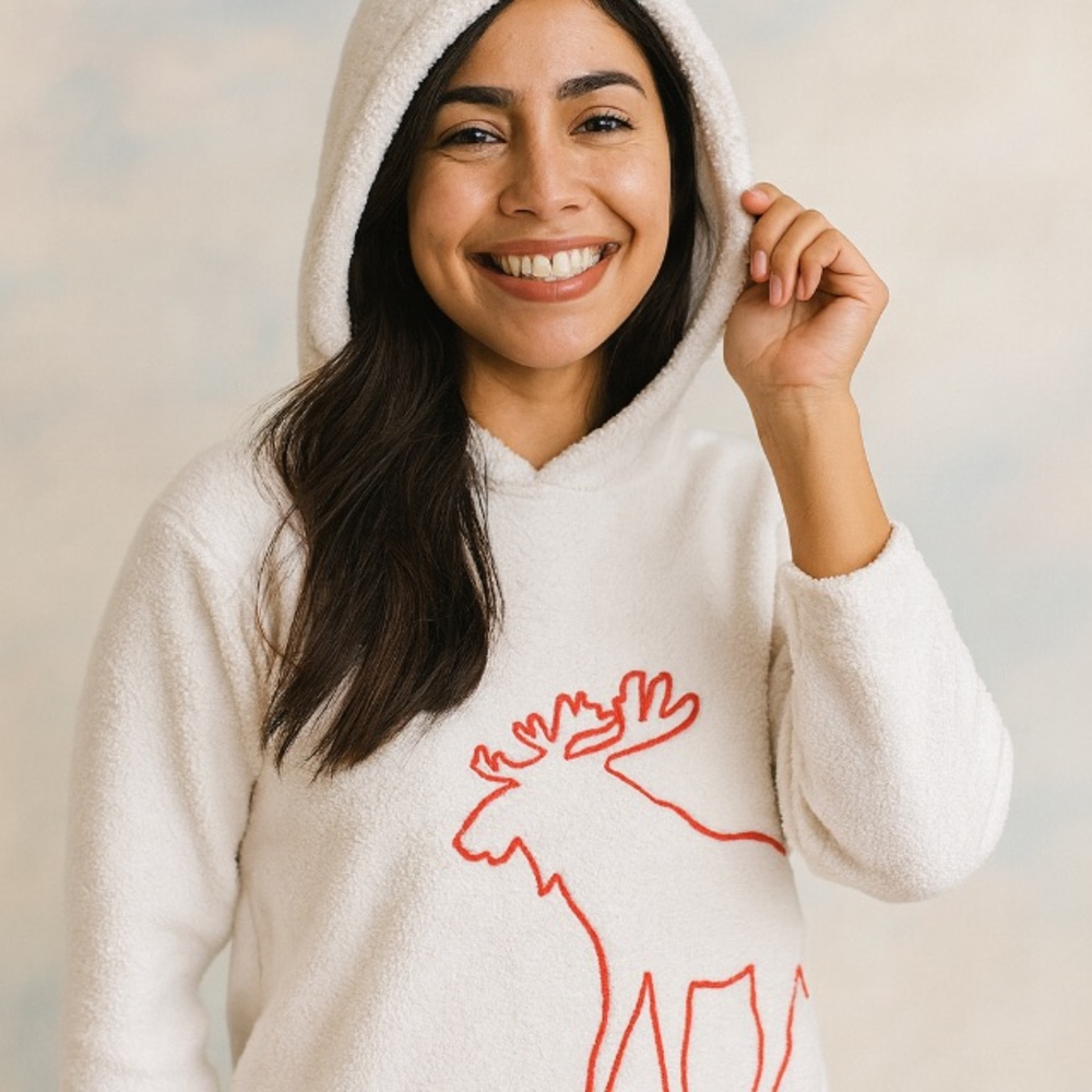 Abercrombie Kids White Hoodie with Red Moose